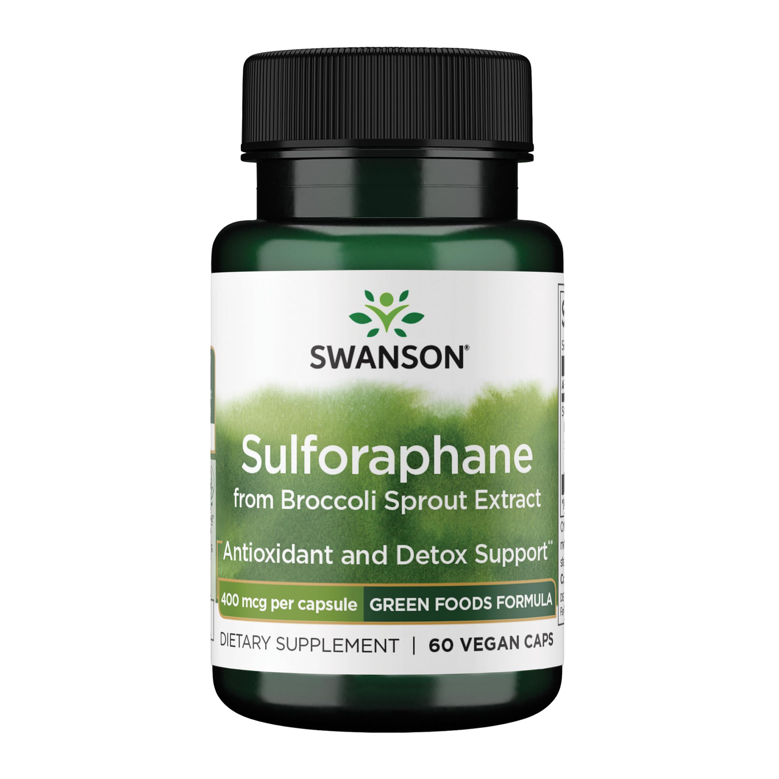 Swanson Sulforaphane bottle label with broccoli sprout extract information