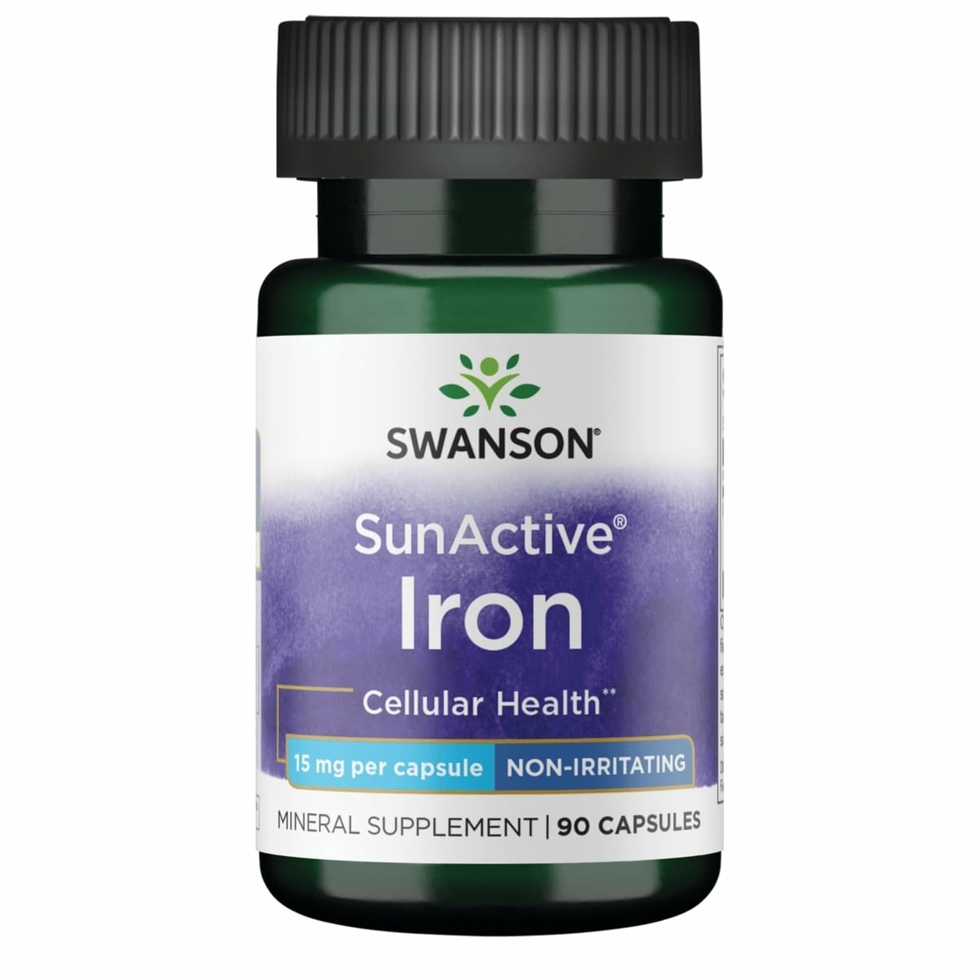 Swanson Sunactive iron 15 mg bottle front view