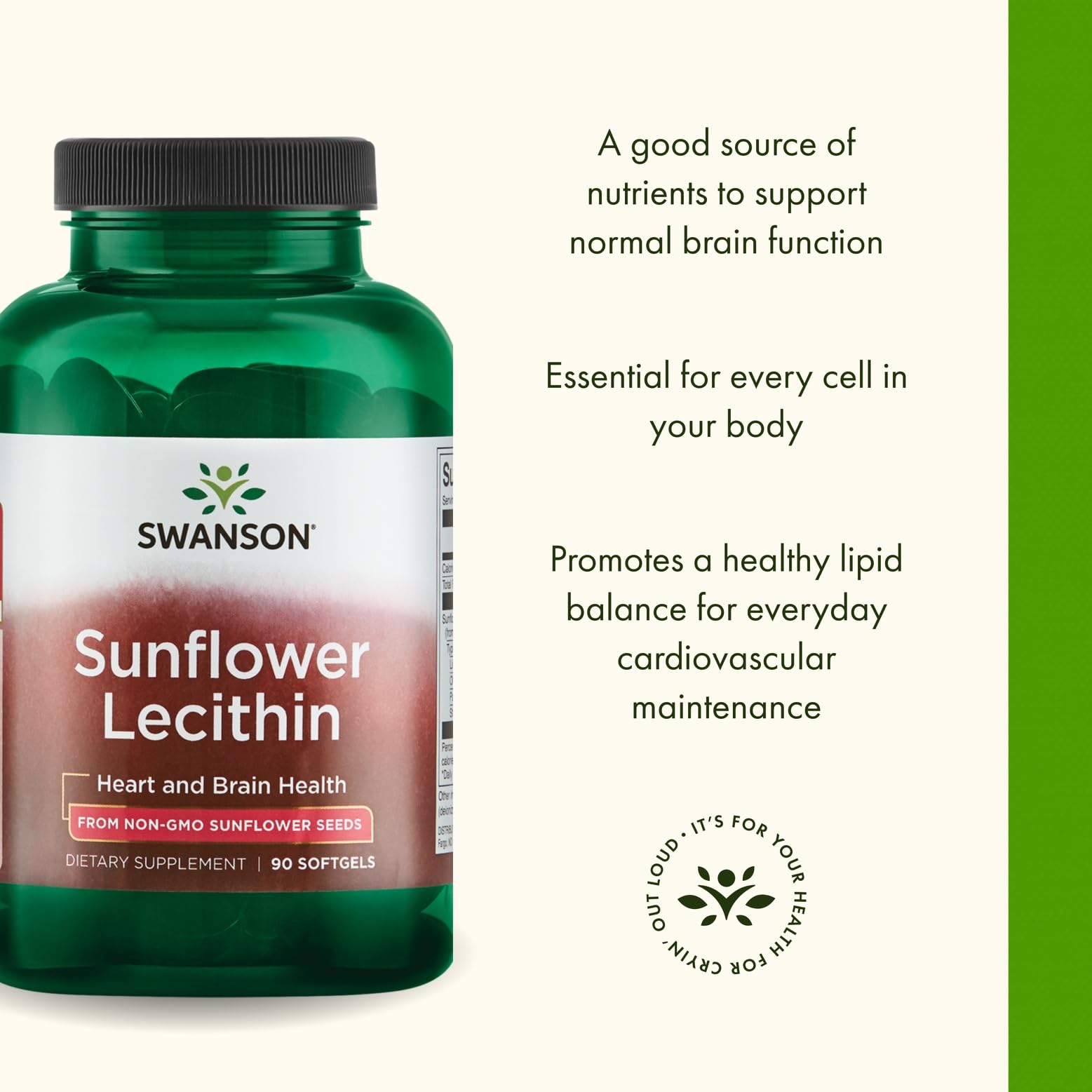 Front view of Swanson Sunflower Lecithin packaging