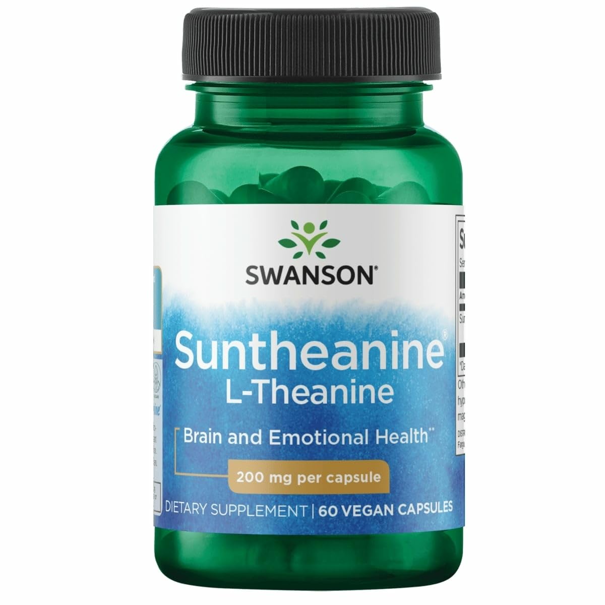 Swanson Suntheanine L-Theanine bottle with 60 vegetarian capsules