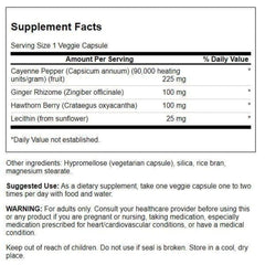 Ingredients: cayenne, ginger rhizome, hawthorn berry, lecithin