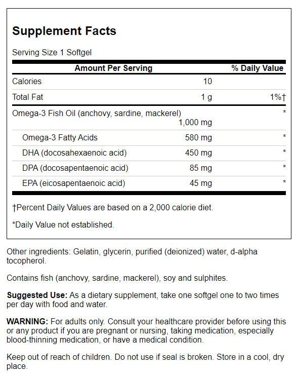 Pack of Swanson Super Dpa Fish Oil 60 Sgels in a 4-pack