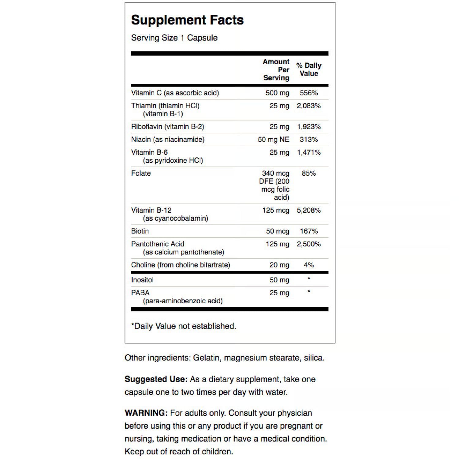 Swanson Super Stress B-Complex bottle angled view