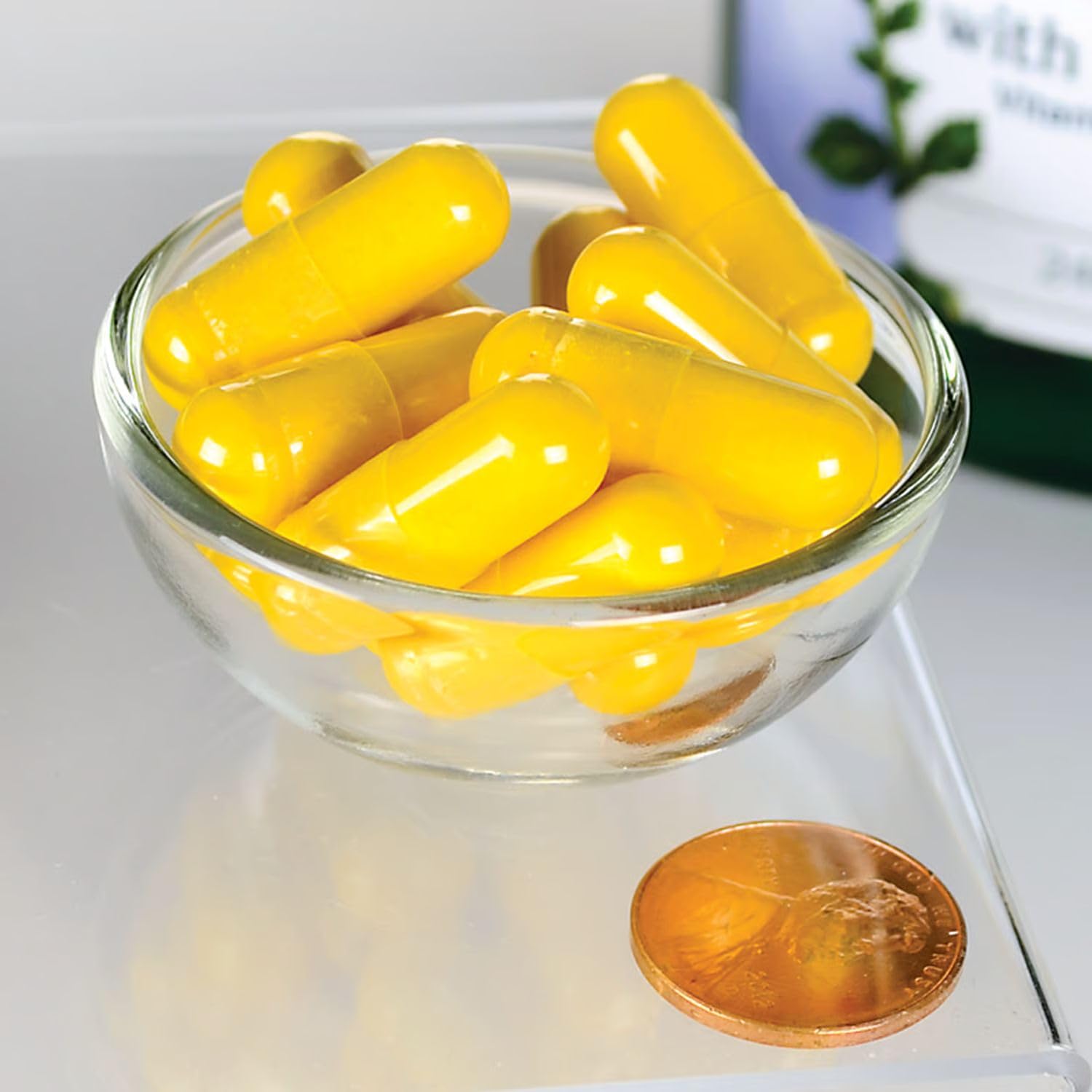 Close-up of Swanson Super Stress B-Complex capsules