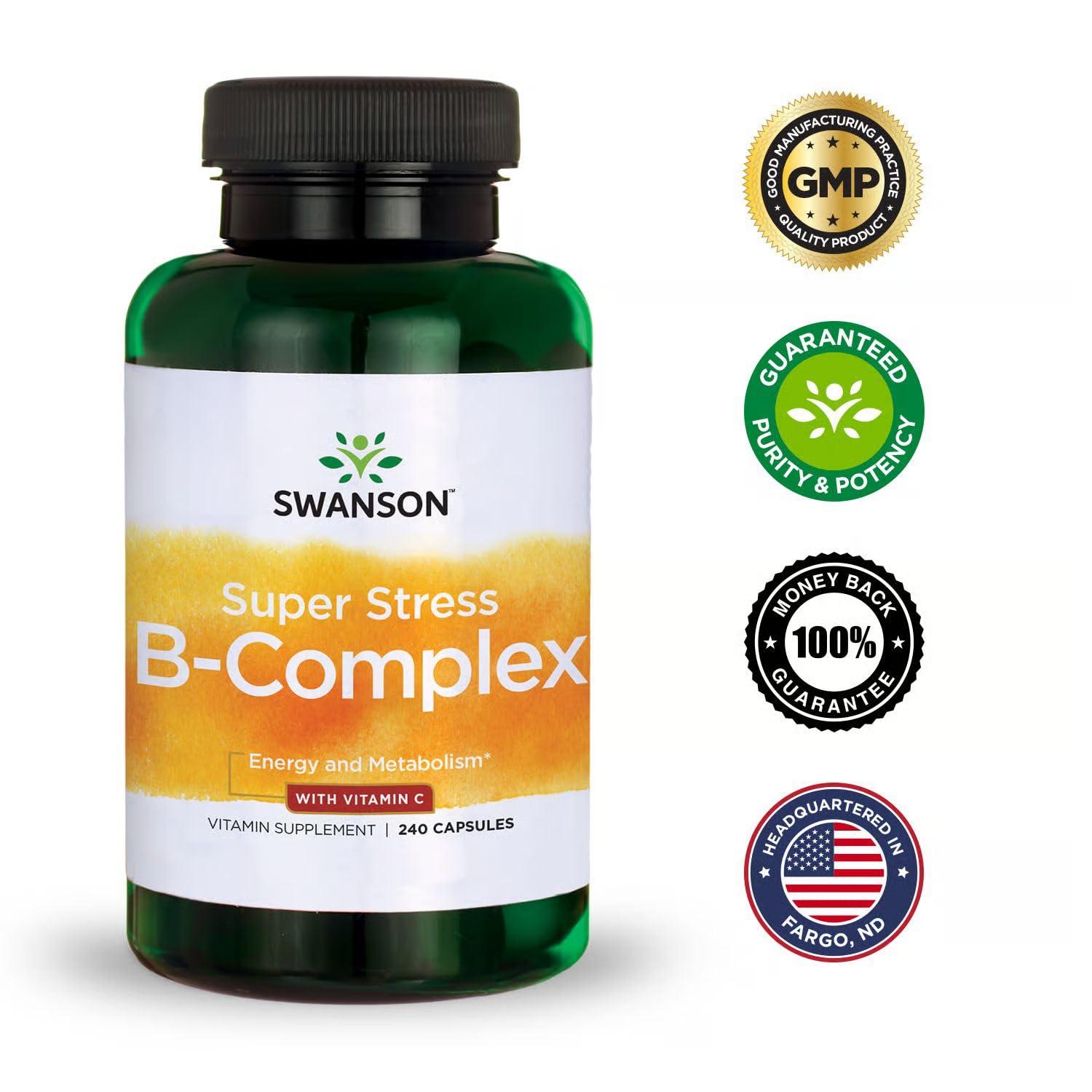 Lifestyle image of Swanson Super Stress B-Complex with water