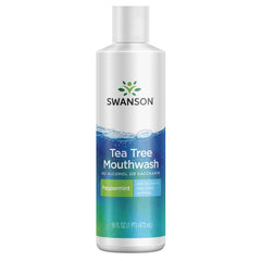 Swanson Tea Tree Mouthwash Peppermint bottle, 16 oz (473 ml)