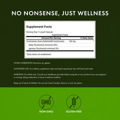 Close-up of Tocotrienols capsules with 100 mg label