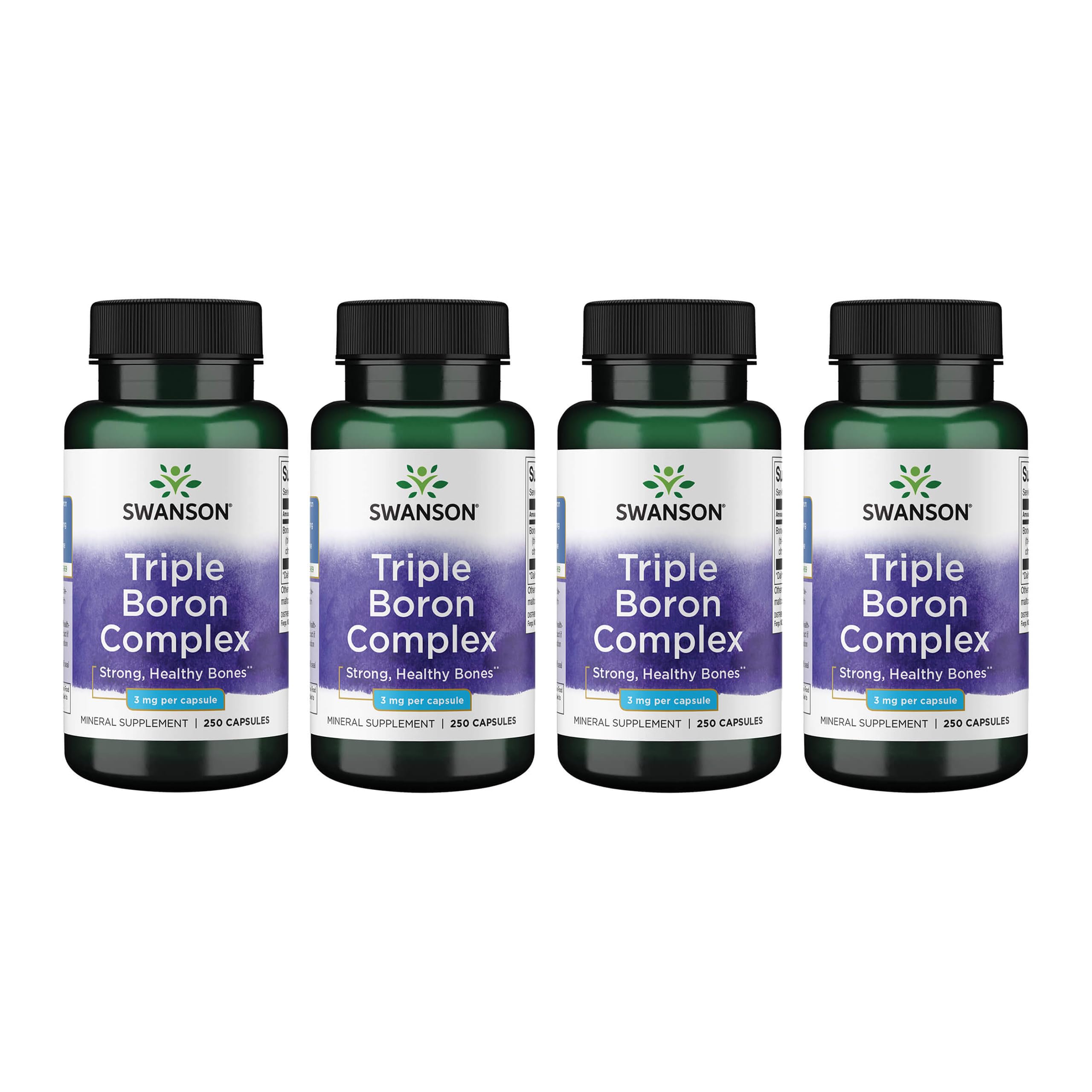 Front view of Swanson Triple Boron Complex 4-pack bottle
