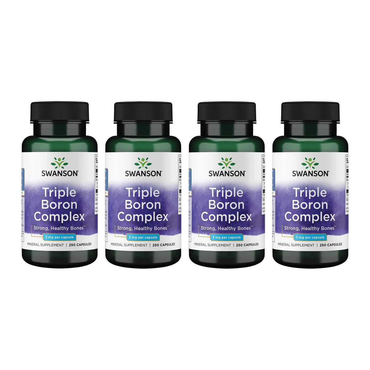 Front view of Swanson Triple Boron Complex 4-pack bottle