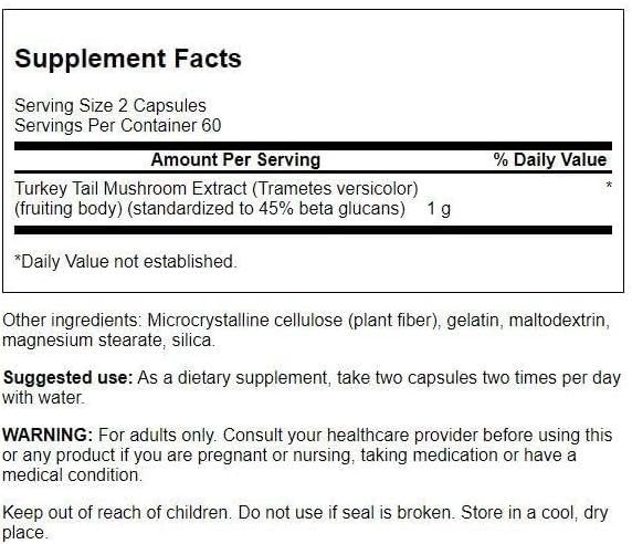 Capsules showing Turkey Tail Mushroom for immune support