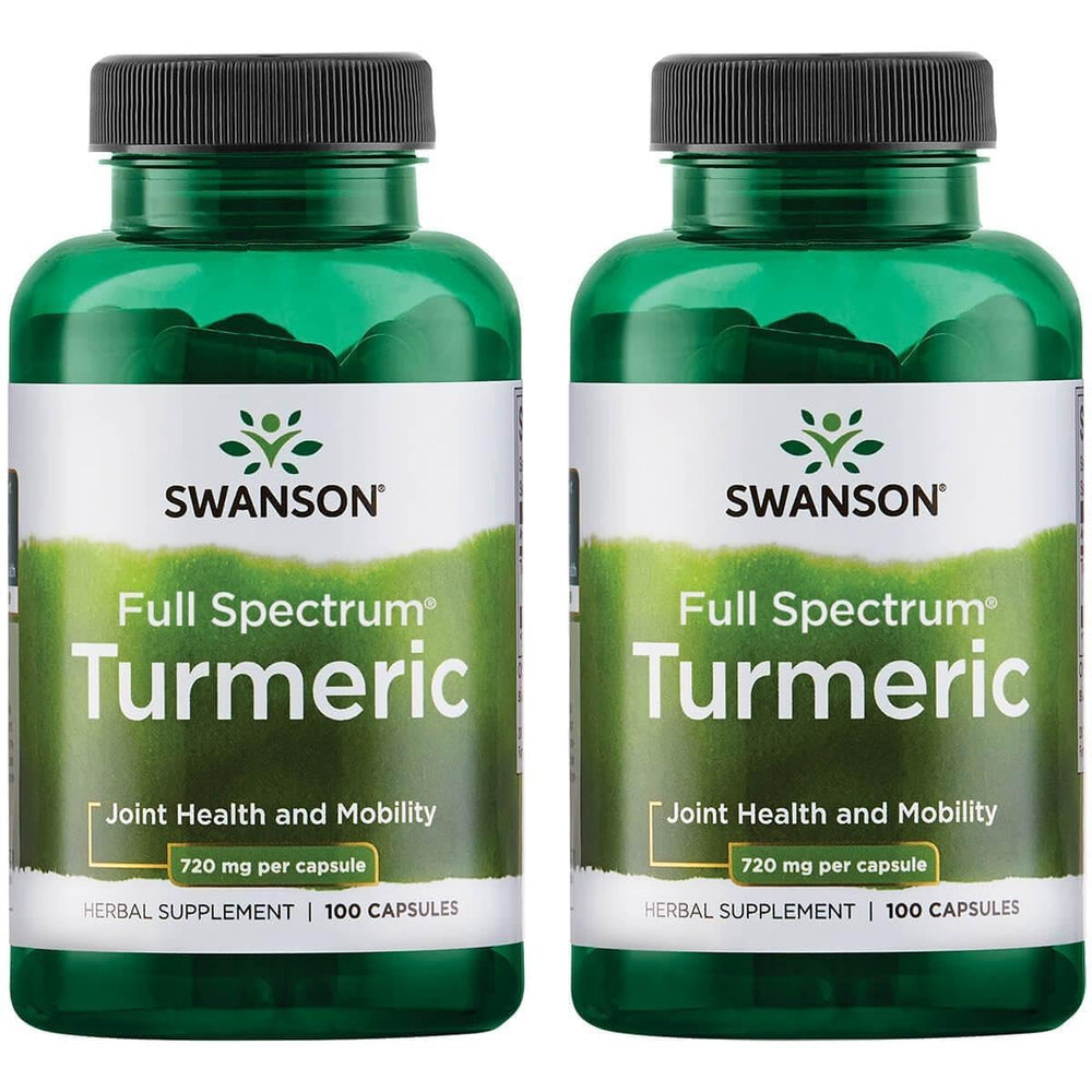 Swanson Premium Turmeric Curcumin 1440 mg bottle, 100 capsules per bottle, pack of 2, Curcuma Longa (Rhizome)
