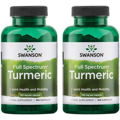 Swanson Premium Turmeric Curcumin 1440 mg bottle, 100 capsules per bottle, pack of 2, Curcuma Longa (Rhizome)