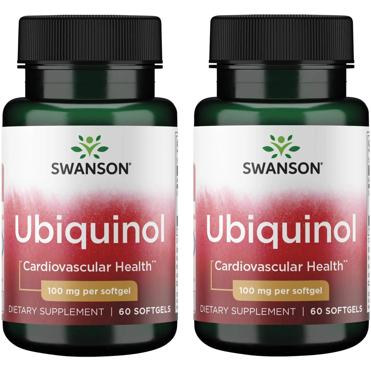 Front view of Swanson Ubiquinol 100 mg 60 Sgels bottle (2-pack)