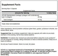 Label for Swanson UC-II standardized collagen 60 capsules