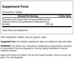 Label of Swanson ULT Prostate Complex with ingredients and dosage