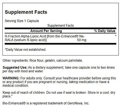 Alpha Lipoic Acid 50mg 60 capsules label close-up