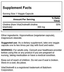 Close-up of Swanson Vitacholine packaging label