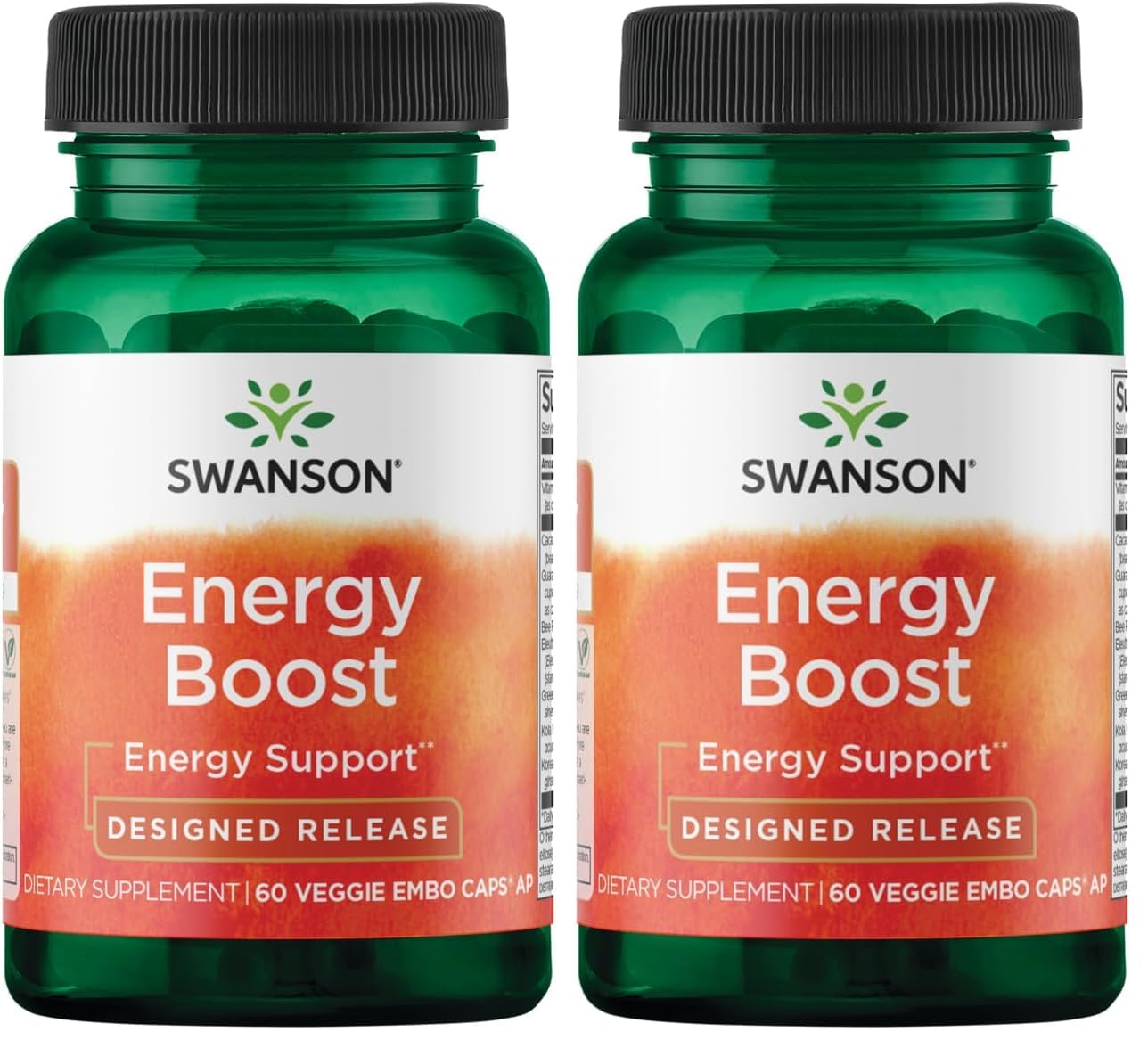 Swanson Ultra Energy Boost Designed Release 60 Veg Caps Pack of 2 - Front view