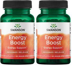 Swanson Ultra Energy Boost Designed Release 60 Veg Caps Pack of 2 - Front view