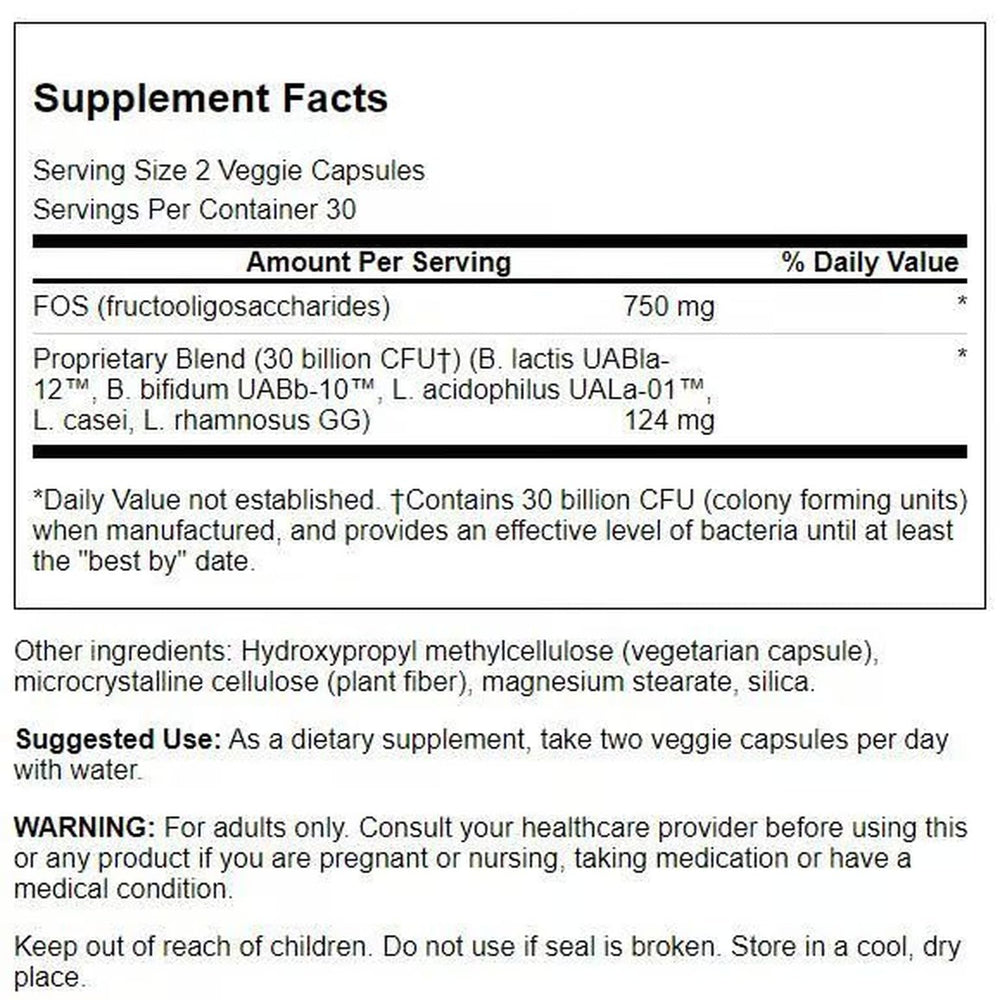 Swanson Ultra Probiotic for Seniors bottle back label
