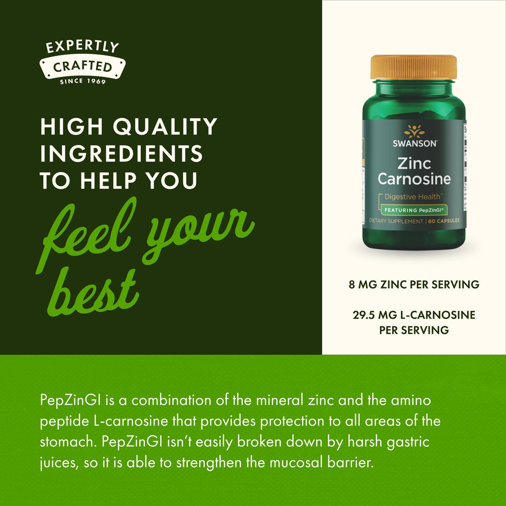 Swanson Zinc Carnosine PepZinGI packaging and bottle
