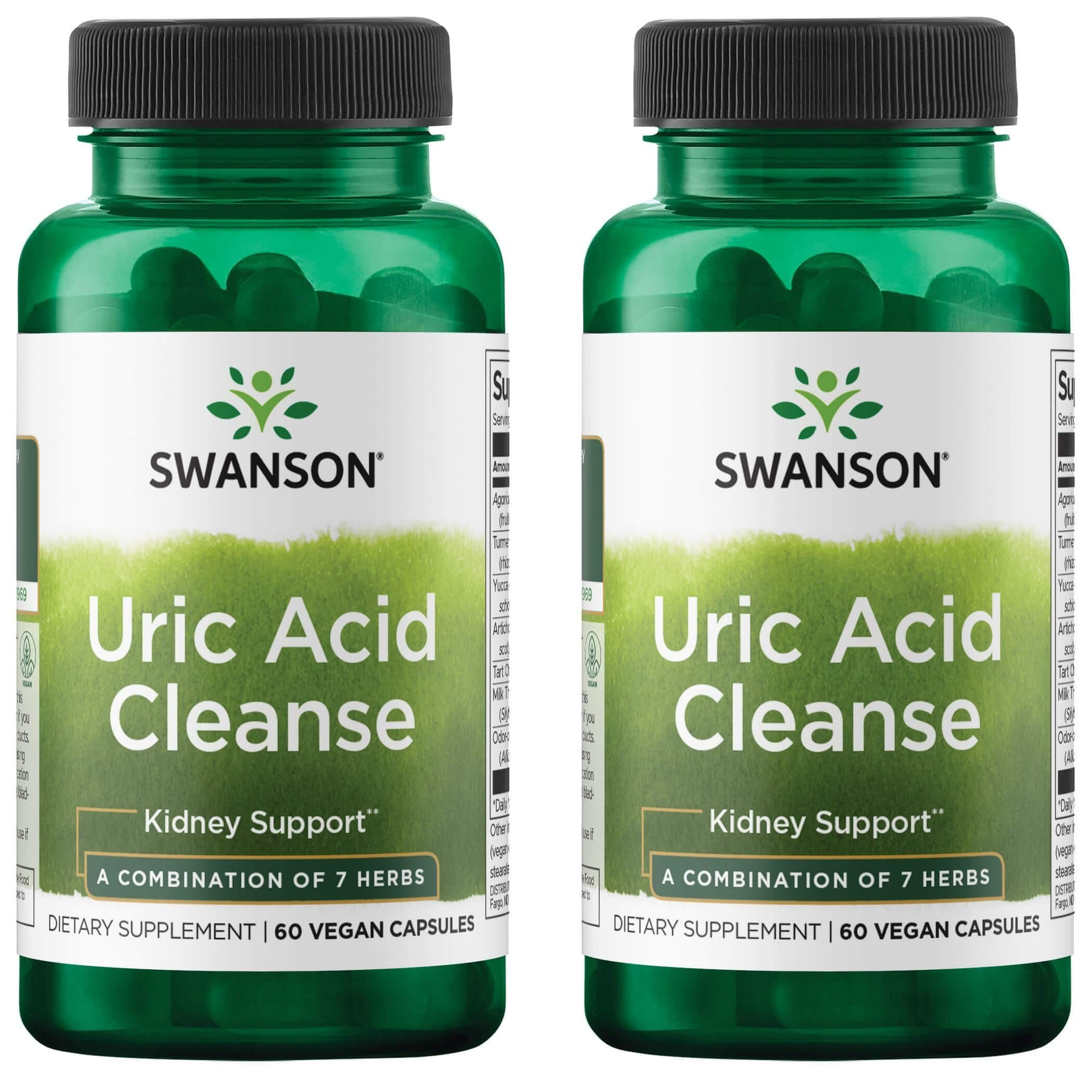 Swanson Uric Acid Cleanse bottle front with seven-herb blend for kidney support