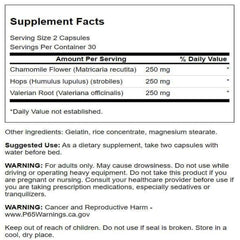 Close-up of Chamomile, Valerian and Hops herbs used in Swanson supplement
