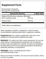 Close-up of Swanson Valerian Root bottle label (standardized 200 mg)