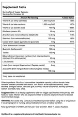 Swanson Vision Essentials 60 Veg Capsules bottle – nutrition facts panel