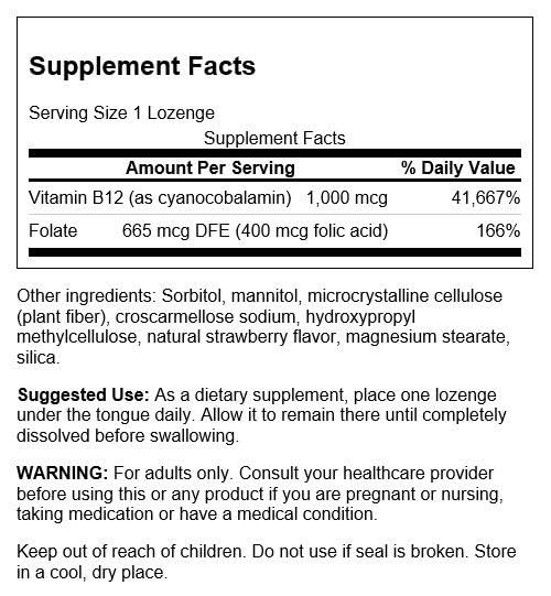 Swanson Vitamin B-12 Lozenges 1000 mcg packaging and label