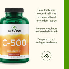 Ingredient panel for Swanson Vitamin C 500 mg with rose hips