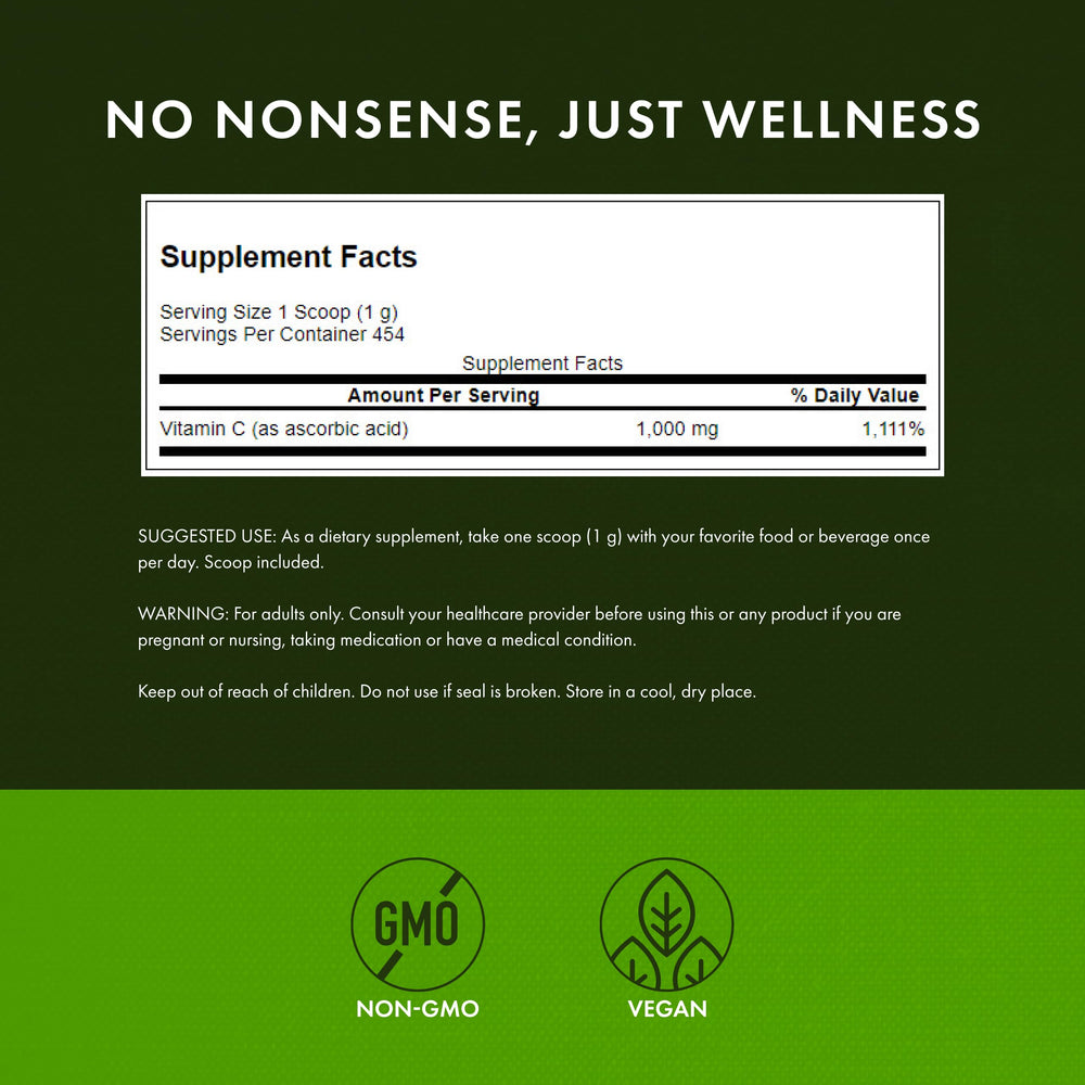 Ingredients list for Swanson Vitamin C Powder
