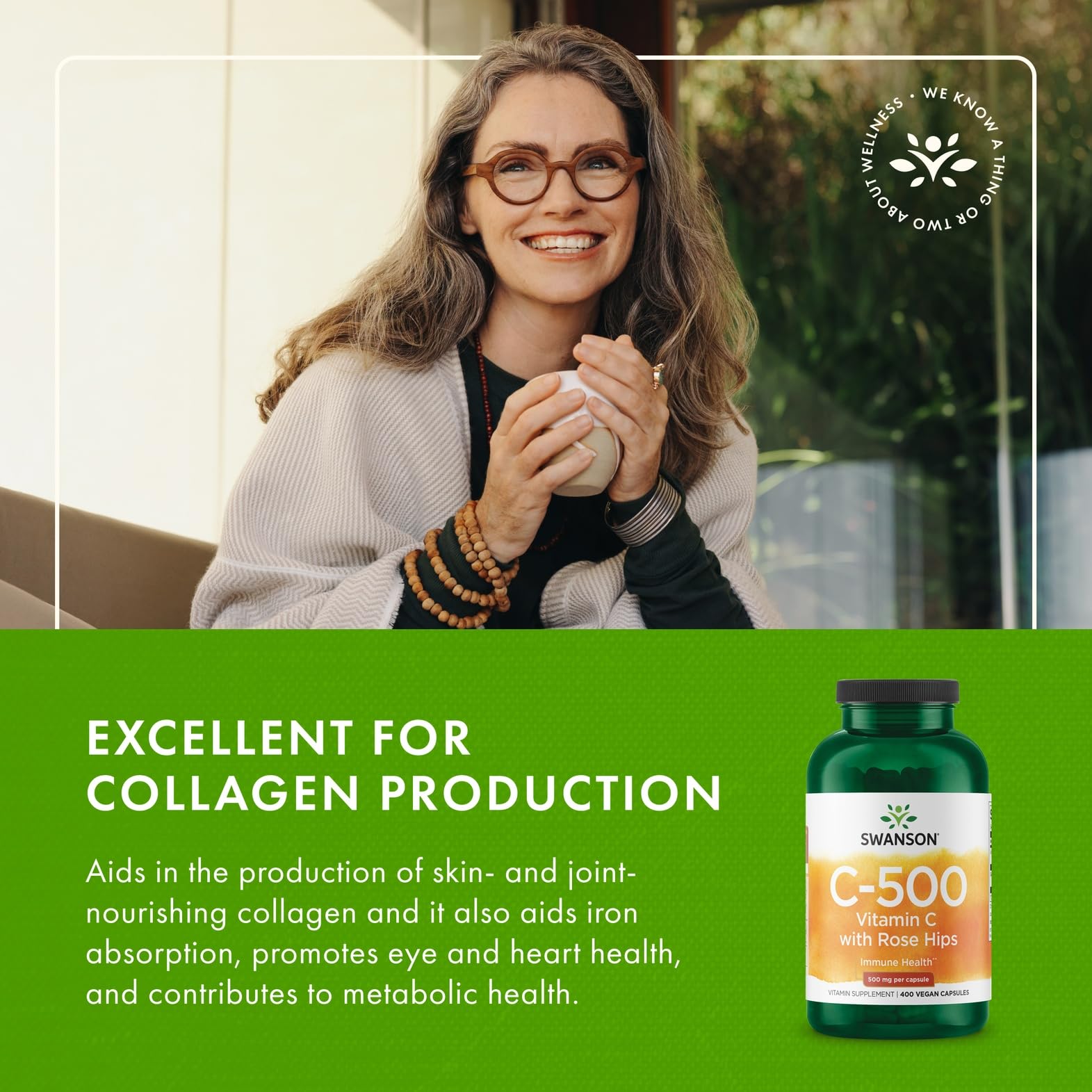 Swanson brand history image emphasizing science-backed wellness since 1969