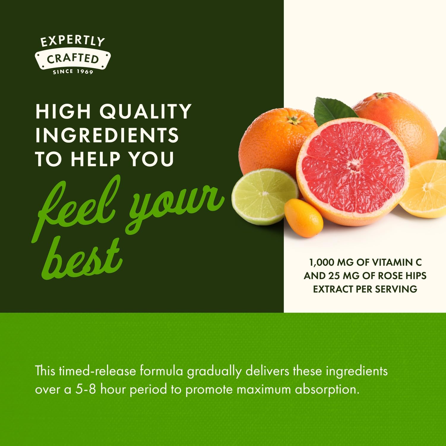 Back view of Swanson Vitamin C timed-release bottle