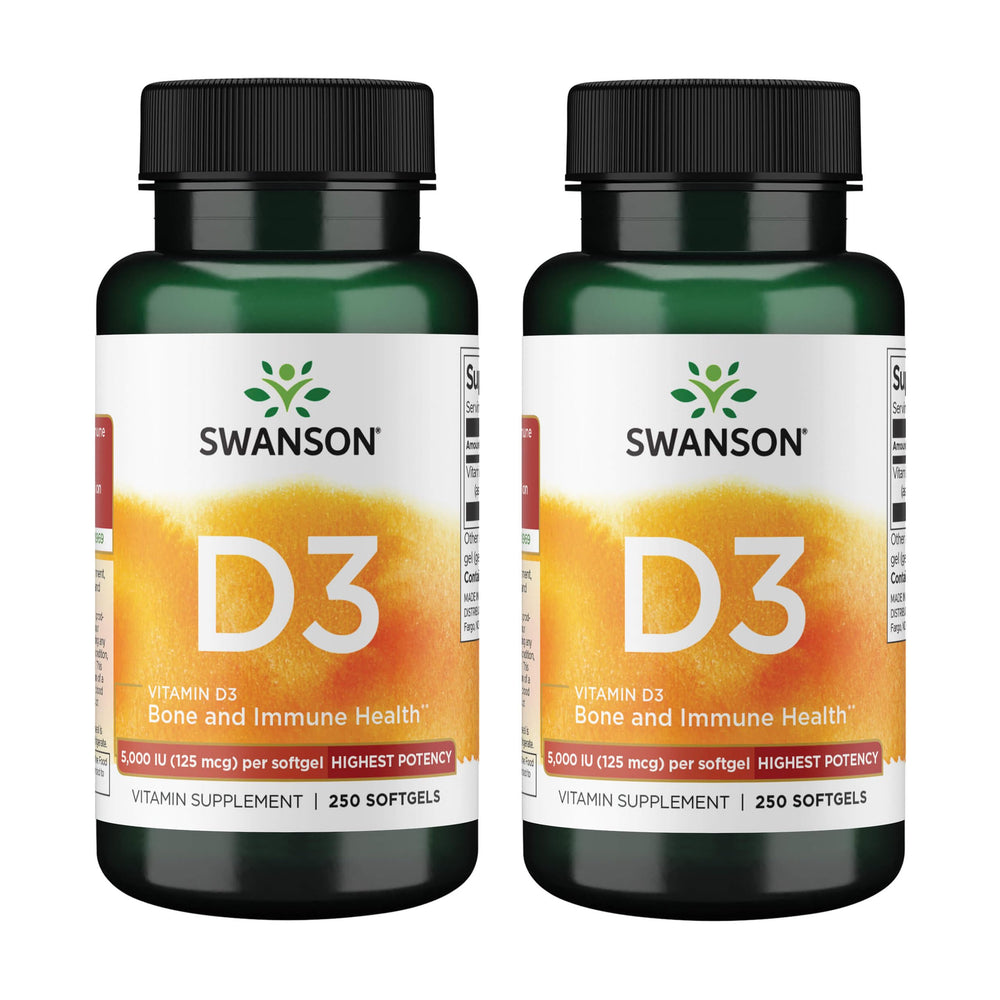 Swanson Vitamin D3 softgels bottle showing 125 mcg dosage