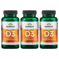 Swanson Higher Potency Vitamin D-3 2000 IU (50 mcg) - 3 Pack, 250 capsules - Bone & Immune Support