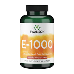 Swanson Vitamin E 1000 IU softgels bottle label