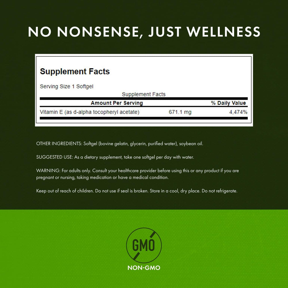 Swanson Vitamin E label highlighting natural formula