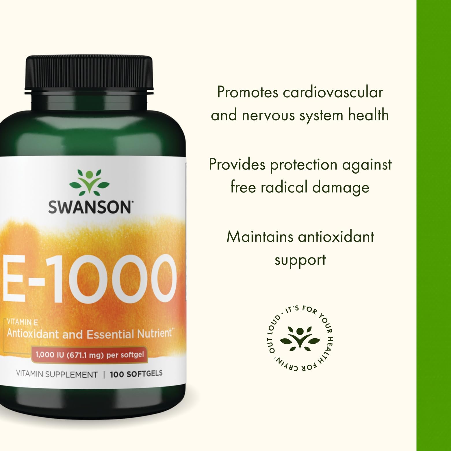 Heart health concept with Swanson Vitamin E bottle