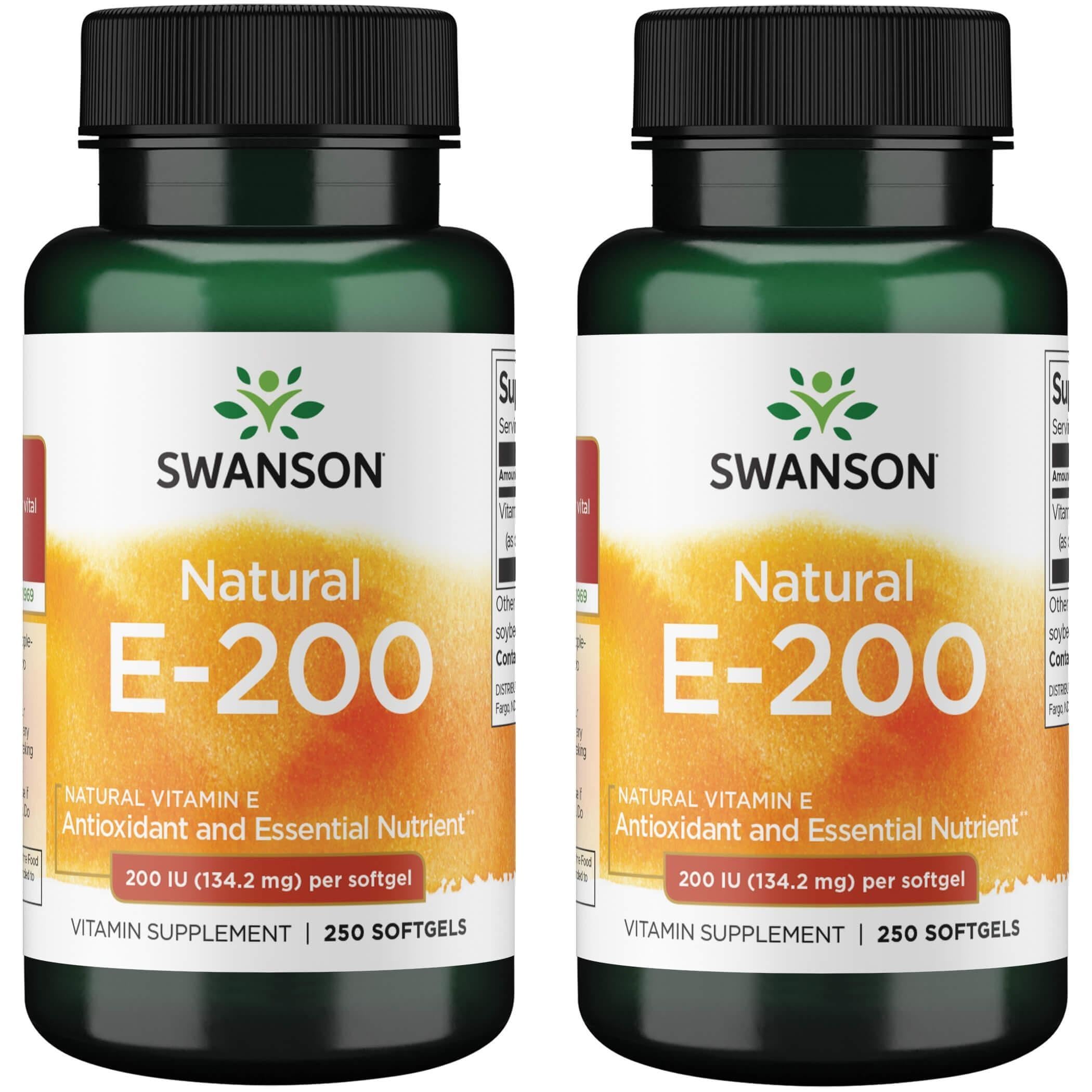 Swanson Natural Vitamin E 200 IU softgels bottle - 250 softgels, 2-pack