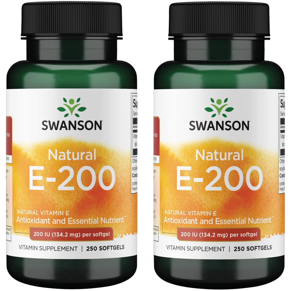 Swanson Natural Vitamin E 200 IU softgels bottle - 250 softgels, 2-pack