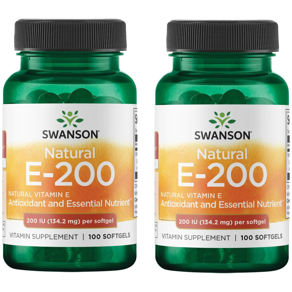 Swanson Vitamin E 200IU Softgels - 2 Pack front view