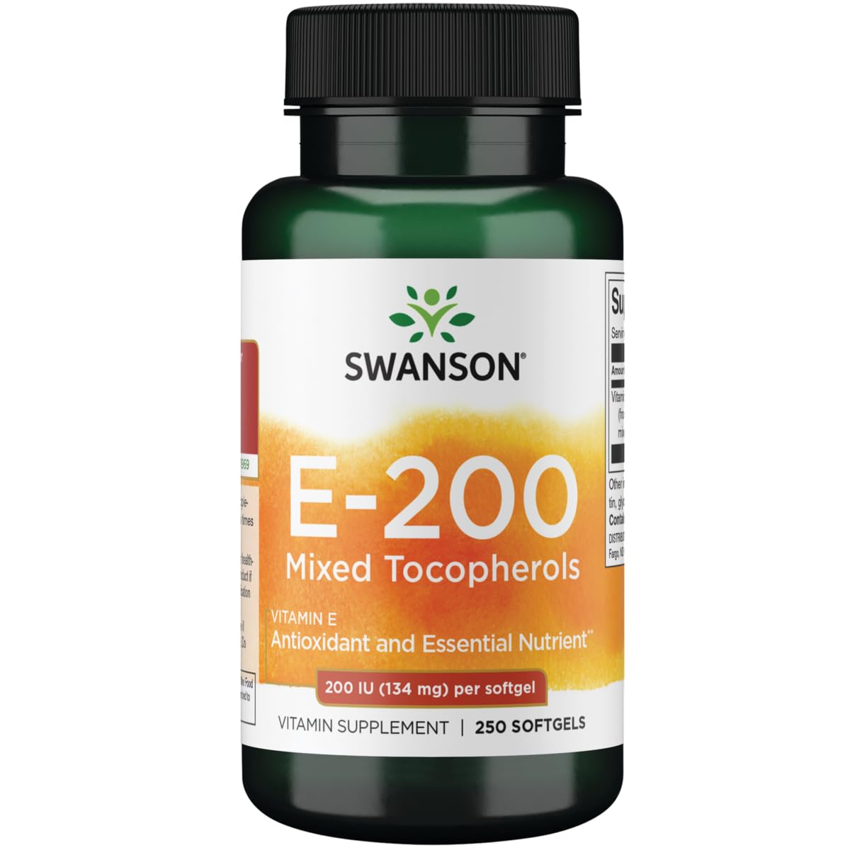 Bottle of Swanson Vitamin E Mixed Tocopherols 200 IU (134 mg) 250 Sgels