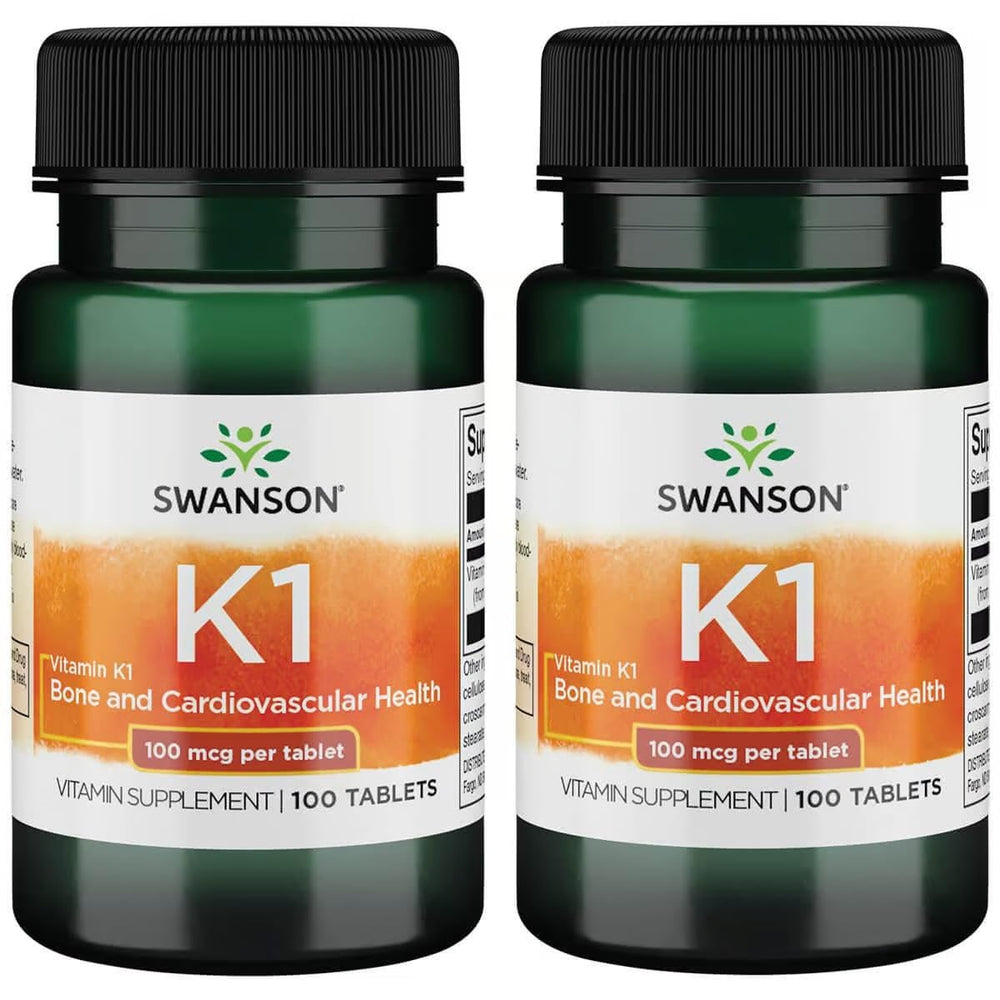 Swanson Vitamin K-1 100 mcg 100 Tabs (2 Pack) bottle and packaging