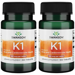 Swanson Vitamin K-1 100 mcg 100 Tabs (2 Pack) bottle and packaging