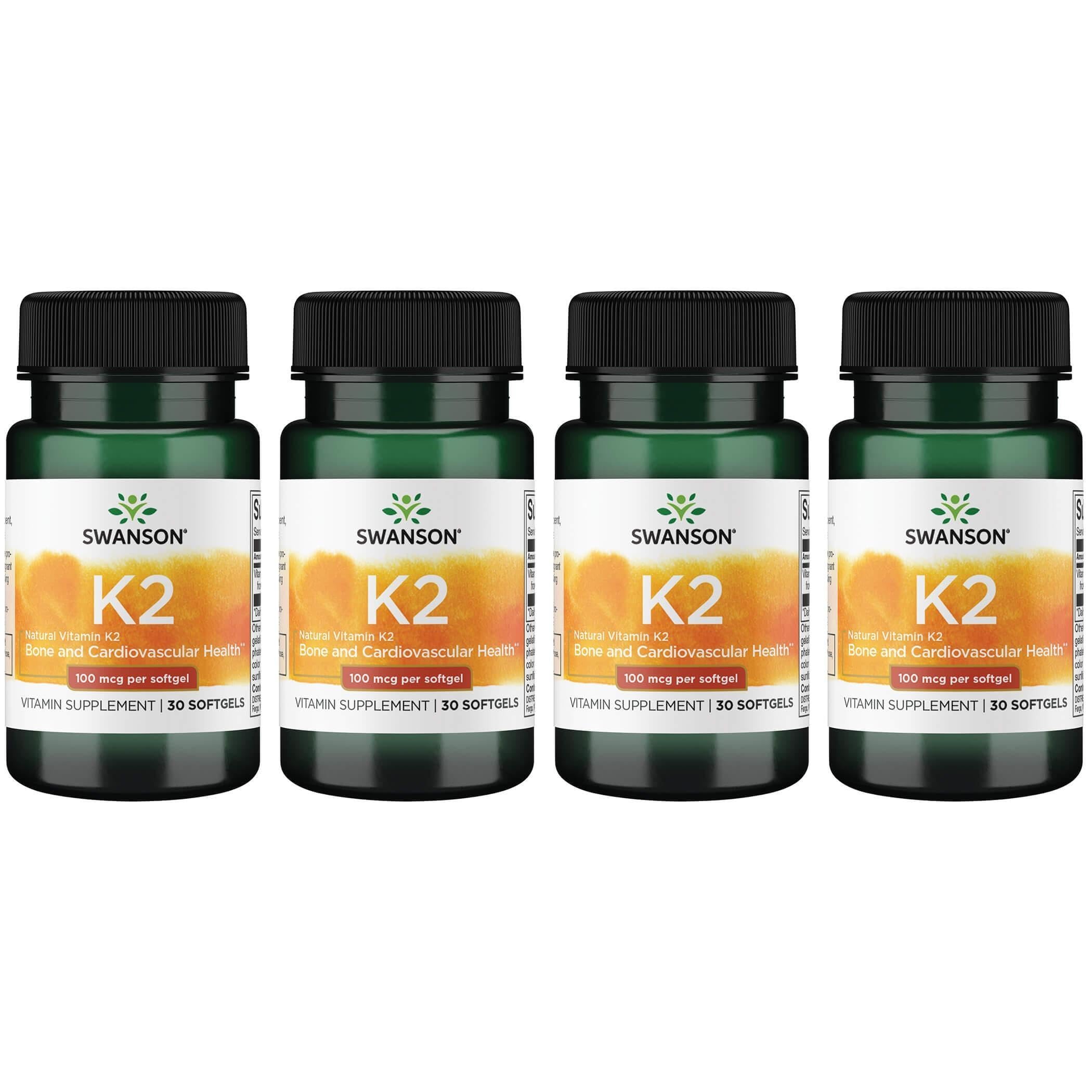 Swanson Vitamin K2 Menaquinone-7 100 mcg per softgel - 30 softgels - 4 pack