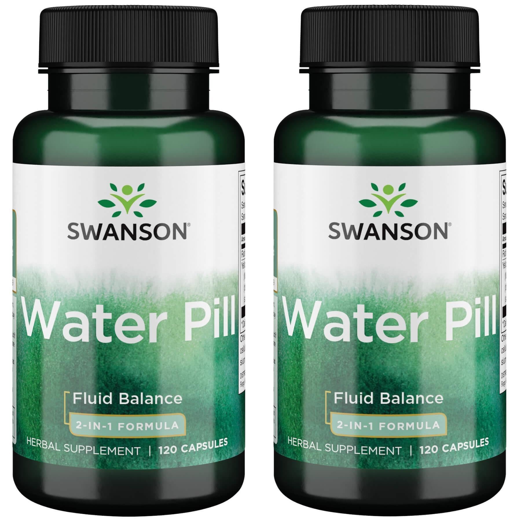 Swanson Super-Strength Water Pill 20 mg, 120 capsules, 2-pack bottle label - fluid management support