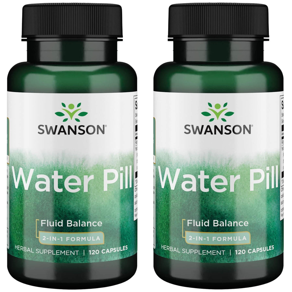 Swanson Super-Strength Water Pill 20 mg, 120 capsules, 2-pack bottle label - fluid management support