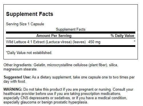 Wild lettuce whole-leaf powder capsule close-up