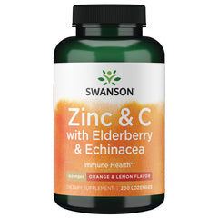 Swanson Zinc & C Lozenges with Elderberry & Echinacea – Orange & Lemon flavor packaging